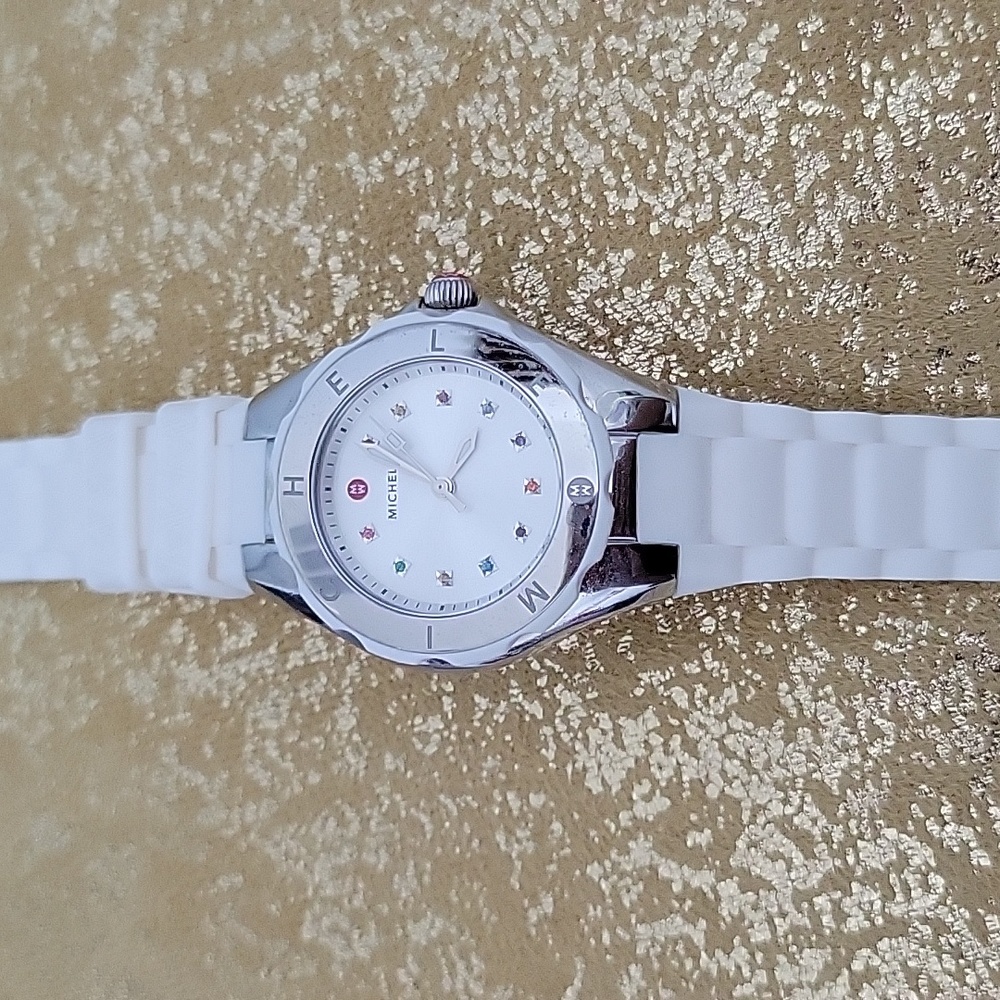 Michele White band watch